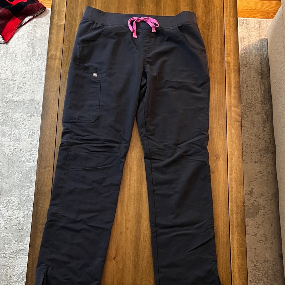 Figs Charcoal Joggers with Pink Drawstring